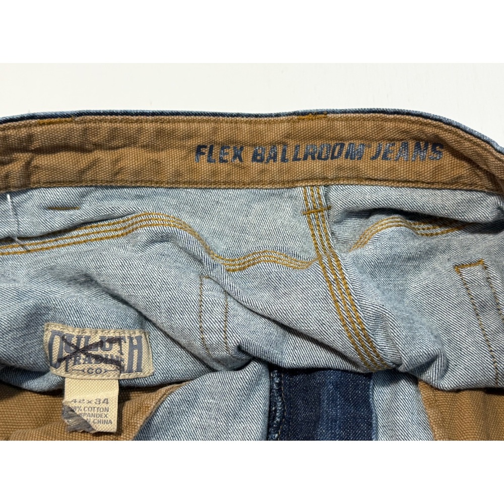 Duluth Trading Co Flex Ballroom Jeans Mens 42x34 Dark Wash Indigo Denim NWT - Picture 2 of 7